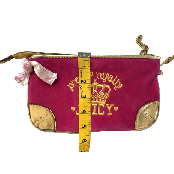 Juicy Couture Wristlet Purse Womens Small Velvet Preppy Royalty Crown VIntage - Picture 5 of 10